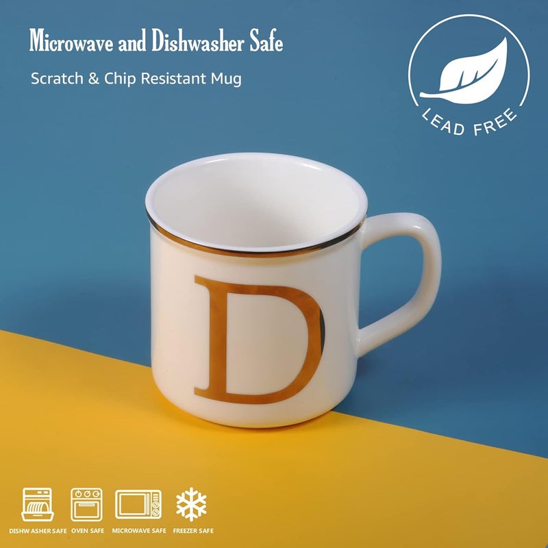 Miicol Ceramic Coffee Mug 16 oz, Monogram Coffee Cup, Golden Initial Tea Mug, Personalized Tea Cup, Unique Gift, Large Mug for Home, Office, Letter D - Image 3